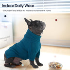 IECOii Dog Sweaters For Medium Dogs Girl Boy,Holiday Knit Doggy Sweatshirt with Sleeve,Turtleneck Thick Warm Dog Sweaters for Winter,Pullover Knitwear for French Bulldog,Boston Terrier(Peacock Blue,L)