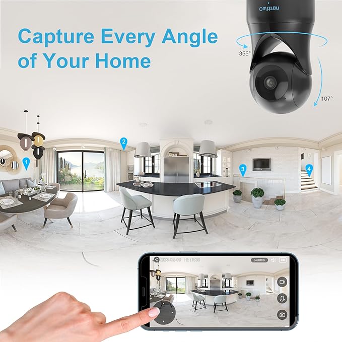 owltron Indoor Security Camera 5MP, 360 Cameras for Home Security with Motion Detection, 2.4G/5GHz WiFi Pet Cam with Night Vision & 2-Way Audio, Compatible with NVR/Alexa