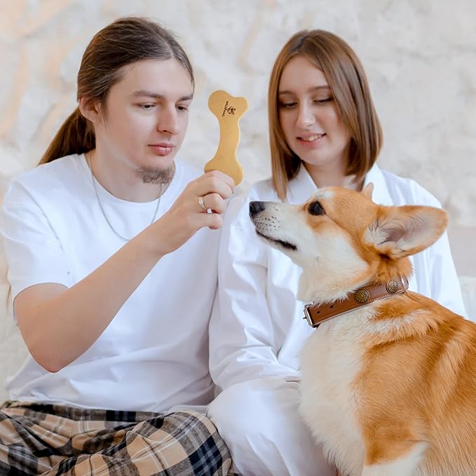 Wildfang® Leather Dog Toy, Medium - Leather Bone for Teething Dog, Dental Toys for Puppies, Training for Chewing Muscles, Puppy Chew Bones for Light or Medium Chewers (for Dogs 22-33 lbs), Pack of 3