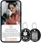 MYLUCKYTAG QR Code ESA Emotional Support Dog ID Tag - Pet Online Profile - Scan QR Receive Instant Pet Location Alert Email
