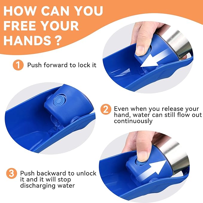 27 OZ Dog Water Bottle Portable Stainless Steel Convenient Pet Water Dispenser, Leak Proof Puppy Travel Water Bowl for Dog Outdoor Walking, Hiking, Perfect Size for All Dog Breeds, Blue