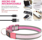 Light up Dog Collars- USB Rechargeable LED Dog Collar, Full Illuminated and Adjustable Dog Collar Light, Three Colors and Three Sizes for Small, Medium, Large Dogs (Medium, Pink-2)
