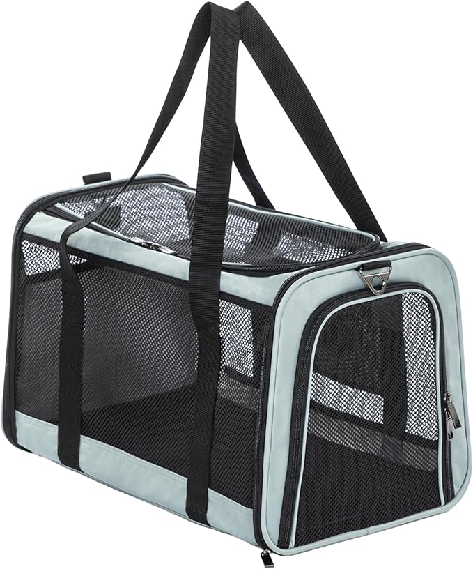 Petsfit 18 x 11 x 11 Pet Carrier Airline Approved, Soft-Sided Cat Carrier, Lightweight and Collapsible, Ventilation on 5 Sides, Escape Proof, with Adjustable Shoulder Strap, Soft Cushion