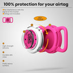 2 Pack Waterproof AirTag Dog Collar Holder for Apple Tracker QR Code Case Rose Red&Blue