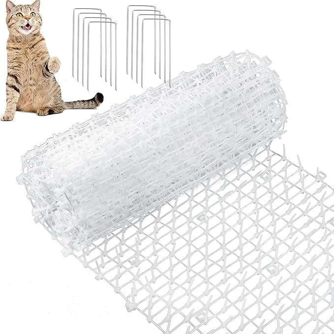 Zopeal 13ft Cat Repellent Mat with 12 Ground Stakes 12 Zip Ties, Spikes Deterrent Mat Keep Dog Off Couch for Indoor Outdoor Keep Pet Off Yard Garden, 158 x 12 Inch/1 Roll
