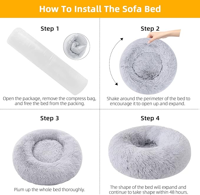 Dog Bed for Small Medium Large Dogs, 30 inch Calming Dogs Bed, Washable-Round Cozy Soft Pet Bed for Puppy and Kitten with Slip-Resistant Bottom