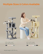 Feandrea Cat Tree, 56.3-Inch Cat Tower for Indoor Cats, Multi-Level Cat Condo with 4 Scratching Posts, 2 Perches, Hammock, Cave, Beige UPCT161M01