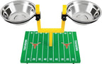 NCAA Texas Longhorns Goalpost Football Field Dog Feeder – Adjustable Elevated Dog Bowls with Stand, 2 Stainless Steel Bowls, Non-Slip Rubber Feet, Raised Pet Feeder for Large & Small Dogs