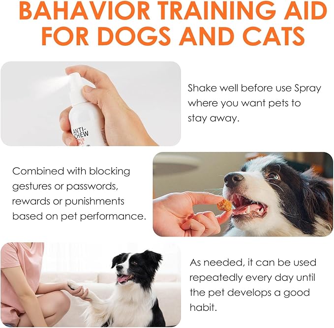 Bitter Apple Spray for Dogs to Stop Chewing, 175ML Effective Dog & Cat Deterrent Spray for Furniture, Plants, Floor, Safe No Chew Spray for Dogs to Easily Create Restricted Areas Orange