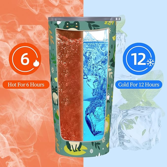 Frog Tumbler with Lid and Straw, 20 Oz Stainless Cup Steel Insulated Water Bottle Travel Coffee Mug