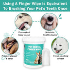 Dog Teeth Dental Finger Wipes for Dogs & Cats No-Rinse Dog Finger Toothbrush Dog Plaque & Tartar Prevention with Brushing Beads Dog Breath Freshene 50pcs