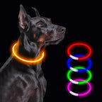 Light Up Led Dog Collar Rechargeable Waterproof, Glow in Dark Dog Collar, TPU Cuttable Lighted Dog Collars for Night Walking Charging USB, Safety for Small Medium Large Dogs Orange