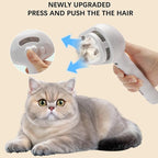Cat Steam Brush for Shedding– 4-in-1 De-Shedding, Steam Spray, and Self-Cleaning Grooming Tool – Ideal for Long and Short-Haired Pets– Includes 2 Bottles of 120 mL Waterless Shampoo(White)