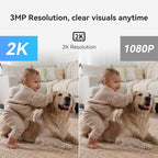 2K Baby Monitor with Phone App, 360° Pan-Tilt Indoor Camera for Home Security, AI Human/Pet Detection, Night Vision, 2-Way Audio, WiFi 2.4G/5G, SD/Cloud Storage, Compatible with Alexa