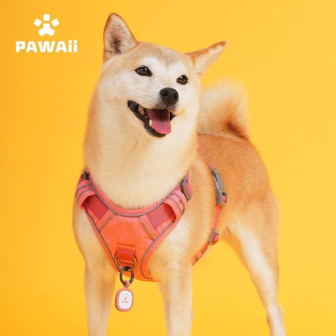 Pawaii No Pull Dog Harness with Pet ID Tag,Reflective Strips No Choke Front O Ring Breathable Mesh Adjustable Soft Padded Pet Vest with Easy Control Handle for Large Dogs
