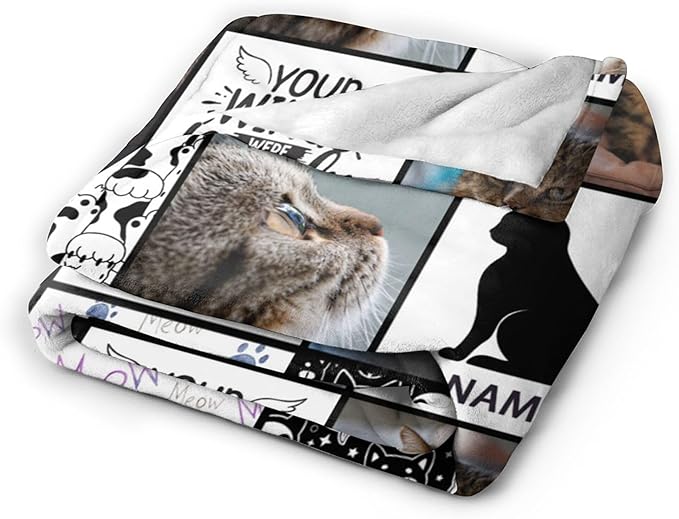 Funnylife Cat Memorial Blanket - Personalized Cat Loss Keepsake, 30" x 40"
