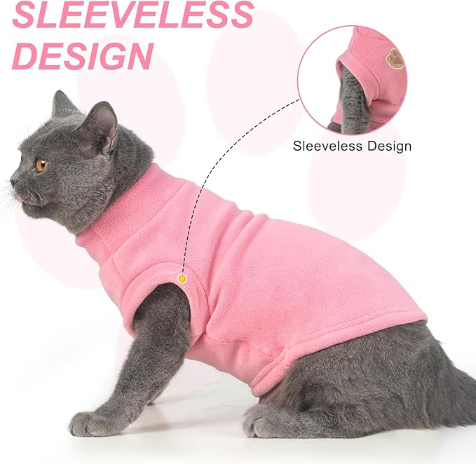 BEAUTYZOO Cat Sweater Turtleneck - Soft Fleece Cat Sweaters for Cats Only Warm Kitten Clothes, Fall Winter Pet Coat Pullover Sweatshirt Clothing Also for Puppy Small Dogs Sphynx Hairless Cats