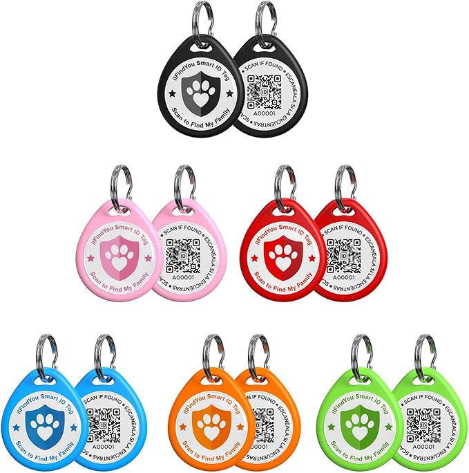 6 Pack Cat Tags Personalized Small, QR Code Cat Name Tags for Kitten Collar, Scan Location Alerts, Mix Colors S