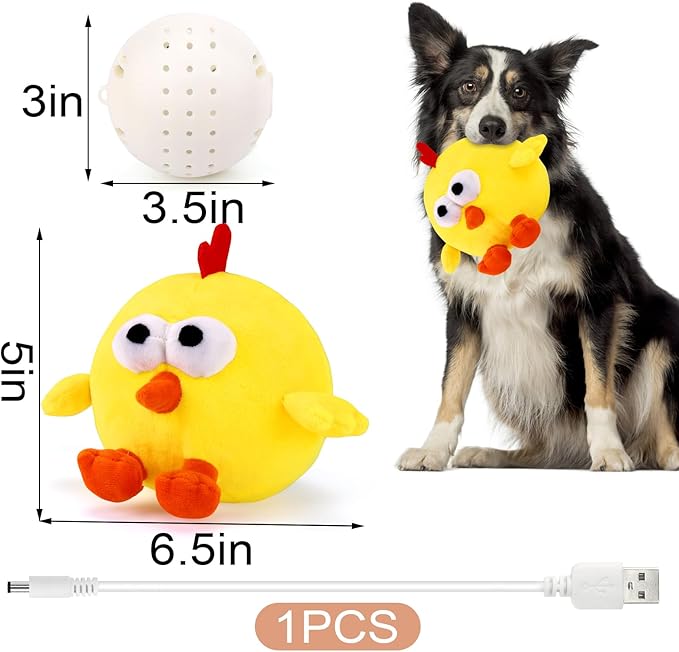 BABORUI Interactive Dog Toys, Crazy Jumping Chicken Dog Toy with Recording and Music Modes, Rechargeable Moving Squeaky Dog Toys for Small/Medium/Large Dogs to Keep Them Busy