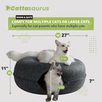 Cattasaurus Peekaboo Cat Cave, Extra Spacious for Multiple & Large Cats 12+ lbs, Scratch Detachable Beds for Indoor Cats, Washable Tunnel Bed, Comfy Cat Donut Tunnel (Light Gray+Dark Gray, Jumbo)