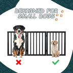 Semiocthome Bamboo Freestanding Dog Gates for Doorways,3-Panel Indoor Puppy Gates for the House with 2 Metal Stands,24"H Folding Pet Gate for Stairs Expands Up to 55"W Fully Assembled Stair Gate Black