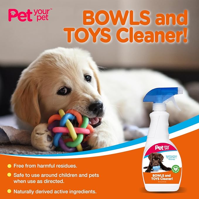 Dog Bowls and Toys Cleaner – Cleaning Spray for Pet’s Toys & Bowls with Plant-Derived Ingredients – Multipurpose Spray for Clean Products - Indoor/Outdoor Dog Lovers Essentials
