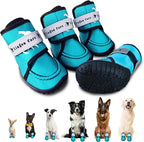Dog Shoes for Small, Medium and Large Dogs - Waterproof for Rainy Days, Fit for Winter Snow and Hot Summer Roads, with Anti-Slip Soles for Indoor Hard Floors (Blue, Size 4)