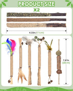 TINDTOP 12 Pack Chew Sticks for Cats, Natural Silvervine Catnip Toys for Kittens Teeth Cleaning, Matatabi Dental Care, Increase Appetite, Calm Cat Anxiety and Stress, Cat Dental Toy