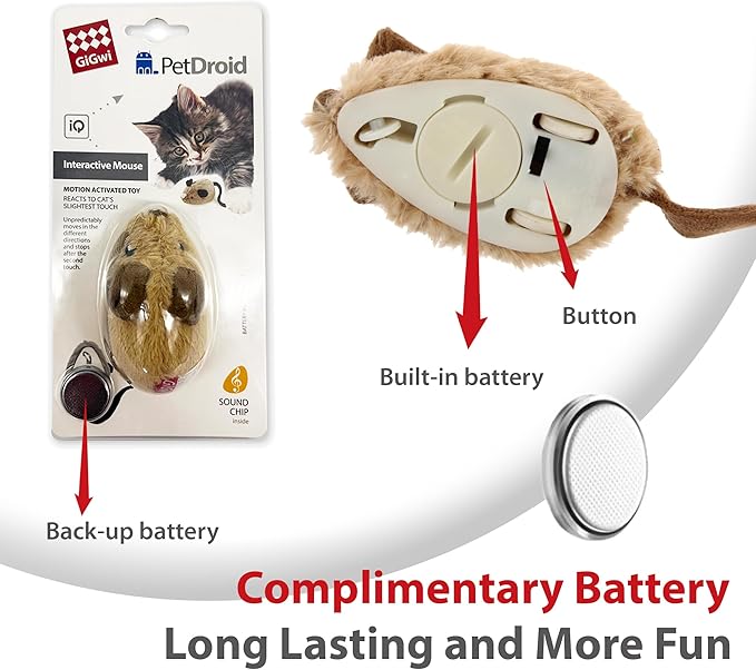 PETGEEK Gigwi Interactive Cat Toys for Indoor Cats, Automatic Electronic Moving Mouse Cat Toy with Realistic Squeaky, Kitten Toys for Hunting Play Exercise (Set)