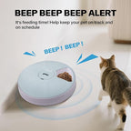Pawise Automatic Cat Feeder, 6-Meal Programmable Pet Food Dispenser with Bird Chirp Sound Alert, Battery Operated, BPA-Free, Bonus Snack Ball Toy, for Cats & Small Dogs（Batteries Not Included