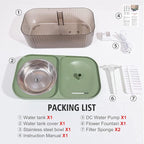 Suertree Cat Fountain Water Bowl Stainless Steel, 101oz/3L Automatic Pet Water Fountain, Dog Water Dispenser Cat Feeding Watering Supplies with 2 Filters for Cats, Dogs, Pets Green