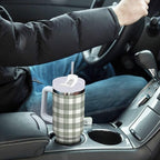Boccsty Watercolor Sage Green Plaid Insulated Tumblers Reusable Stainless Steel Tumbler 30 oz Cup Coffee Travel Mug Water Bottle with Handle & Flip Straw for Home Office Car