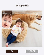 Tenda CP3 Pro 2K Indoor Security Camera with WiFi 6 & AI Baby/Pet Detection – Baby Monitor, Pet Camera for Home, One-Touch Calling, Night Vision, Military-Grade Encryption, No Subscription Needed