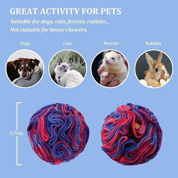 Snuffle Ball for Dogs, Sniffle Interactive Treat Toy, Washable Puppy Treat Toy, Foraging Puzzle Ball Toy, Mind Games for Dogs, Enrichment Dog Toys