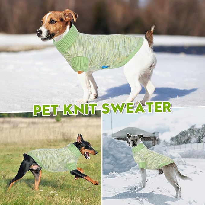 Pet Clothing,Turtleneck Dog Sweater,Sweaters for Dogs Boys and Girls,Pullover Dog Sweaters,Pet Knitted Clothes,Fit for Different Kinds Dogs,for Spring,Autumn and Winter(Green 2XL)