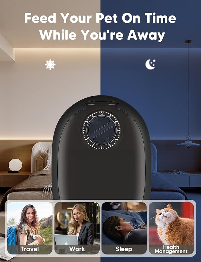 WOPET Automatic Cat Feeder, 48-Hour Programmable Pet Food Dispenser, Built-in Ice Gel Pack for Freshness – Ideal for Wet Food, Yogurt & Canned Meals – Perfect for Cats, Kittens & Small Dogs