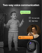 Tenda 2K Indoor Security Camera, WiFi6 Pet Camera for Home Security, 360°, 2-Way Audio, Motion Detection for Baby and Pet Monitor, Night Vision, Cloud & SD Card Storage, One-Touch Call (CP3 Black)