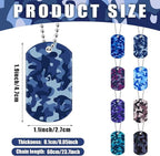 Saintrygo 48 Pcs Camouflage Dog Tags Military Acrylic Army Dog Tags Party Favors Camo Party Favors Include 24 Camo Necklaces with 24 Beaded Chains for Kids Men Women(Dark Colors)