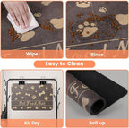 Pet Feeding Mat-Absorbent Pet Placemat for Food and Water Bowl, with Waterproof Rubber Backing, Quick Dry Water Dispenser Mat for Dog and Cat (12"x20", Brown)