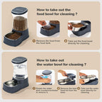 Gardner Pet Automatic Dog Water Dispenser Gravity Stainless Steel Waterer & Food Feeder Set, 100% BPA Free Large Capacity Feeding Bowls for Medium & Large-Sized Dogs Cats Other Pets -(1 Gallon x2)