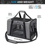 Pet Carrier for Medium Large Cats and Dogs, Dog Carrier Travel Bag with Adequate Ventilation, 5 Mesh Windows, 3 Entrance, Locking Safety Zippers, Padded Shoulder and Carrying Strap, Large