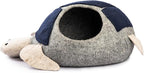 Luxurious Eco-Friendly Merino Wool Cat Cave Bed Sloth - Foldable Hideaway Pod for Indoor Cats - Premium Felt Kitten Beds - Covered Cat House for Ultimate Cozy Comfort by Woolygon