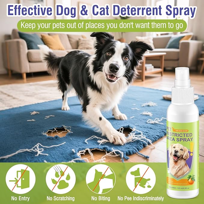 Urine Deterrent Spray for Cats & Dogs - Protect Furniture, Shoes & Yards from Peeing Deterrent Spray, Safe & Effective Training Aid, Non-Toxic and Stain-Free (4oz/120ml)