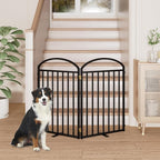 2 Panels Full Matel Freestanding Dog Gates with Door, 48"Extra Wide 32"Tall Free Standing Dog Pet Gate for Indoor & Outdoor. Foldable Pet Fences for Doorways, House, Stairs, Porch, Deck, Yard