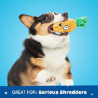Barkbox Dog Toy 2 in 1 Interactive Plush Exterior with Squeaker & Crinkle Material, Tearable Dog Toy with Squeaky Spikey Ball Inside, Ideal for Toy Destroyers - Penny The Pineapple, Small