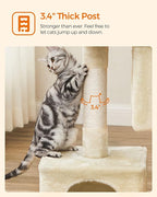 Feandrea Cat Tree, 33.1-Inch Cat Tower, L, Cat Condo for Large Cats up to 16 lb, Large Cat Perch, 2 Cat Caves, Scratching Post, Beige UPCT61M