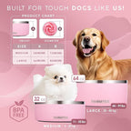 32 Oz Dog Bowl with Slow Feeder Insert Stainless Steel Pet Water Bowl for Medium & Large Breed Non Slip Rubber Base & Plastic Puzzle Feeder - Pink