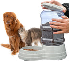 Gravity Automatic Pet Feeder for Large Breeds,3.8L Large Dog Food Feeder Dispenser with Detachable Top Lid,Large Capacity Dry Food Storage Bowl for Large Pet