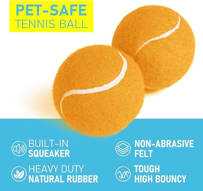 PrimePets Tennis Balls, 3pcs Natural Rubber Squeaky Balls for Dogs, Interactive Floating Dog Toy for Medium, Large Dogs