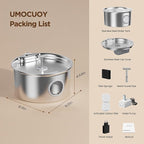 Cat Water Fountain Stainless Steel: Cat Fountain for Drinking with Filter - Pet Water Fountain for Cats Indoor - Automatic Pet Water Dispenser Bowl - 6 Carbon Filters & 3 Foam Filters